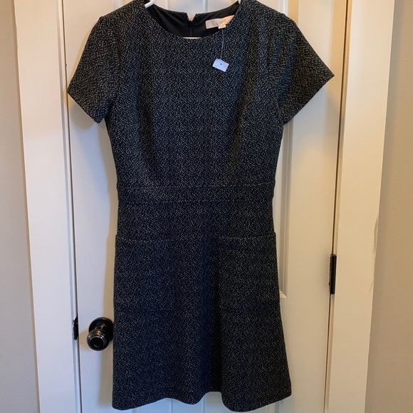 NWT Loft black and white midi dress - Picture 1 of 10